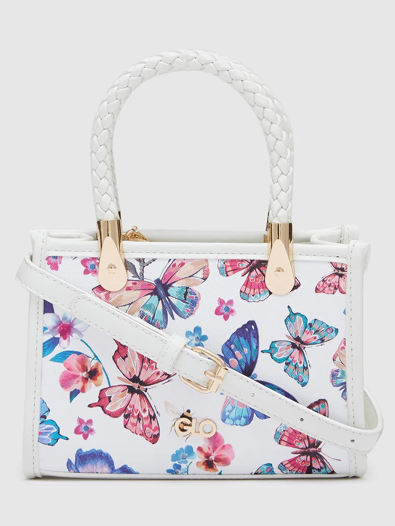 globus Globus Women White Printed Casual Handheld Bag